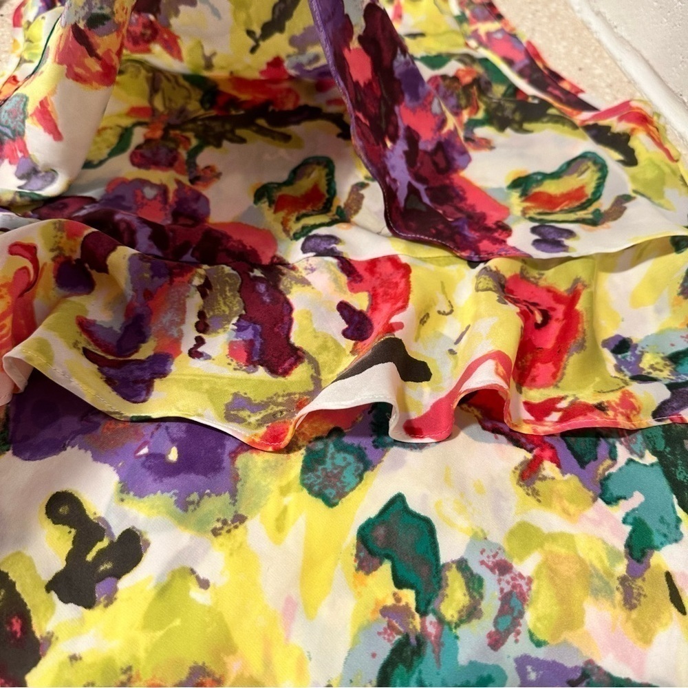 Daisy Fuentes Sleeveless Layered Floral Blouse Soft Vibrant No Sheer Large - Picture 12 of 16